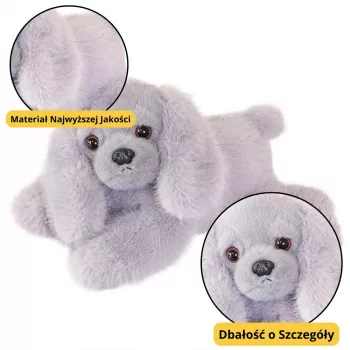 LEAN TOYS pliušinis kokerspanielis su pasvertomis letenėlėmis, pilkas, 30 cm