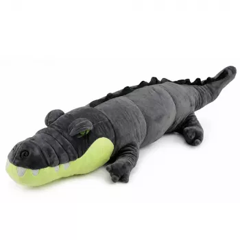 LEAN TOYS minkštas krokodilas – realistiškas, pilkas, 90 cm