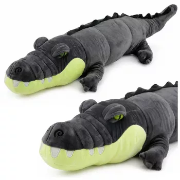 LEAN TOYS minkštas krokodilas – realistiškas, pilkas, 90 cm