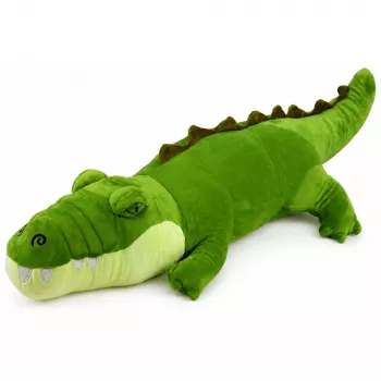 LEAN TOYS Pliušinis krokodilas talismanas minkštas žaislas realistinis žalias 70cm