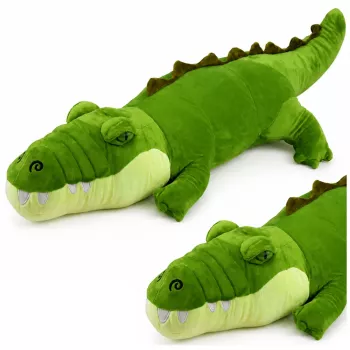LEAN TOYS Pliušinis krokodilas talismanas minkštas žaislas realistinis žalias 70cm