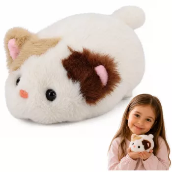 LEAN TOYS pliušinis kačiukas talismanas minkštas žaislas mažas baltas 16 cm