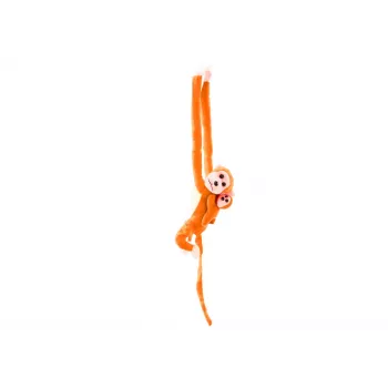 LEAN TOYS Plush Monkey with Baby Mascot, Orange with Sound 70 cm