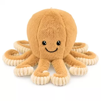 LEAN TOYS Plush Octopus su elastingomis čiuptuvėmis, smėlio spalvos 50 cm – Minkštas apkabinimo žaislas