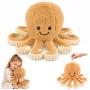 LEAN TOYS Plush Octopus su elastingomis čiuptuvėmis, smėlio spalvos 50 cm – Minkštas apkabinimo žaislas
