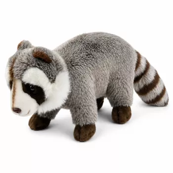 LEAN TOYS Plush Raccoon Mascot – Realistiškas minkštas žaislas, pilka 45 cm
