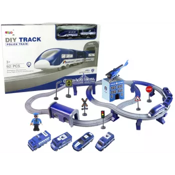 LEAN TOYS Policijos miesto traukinukų rinkinys Mėlynas 203 km/h