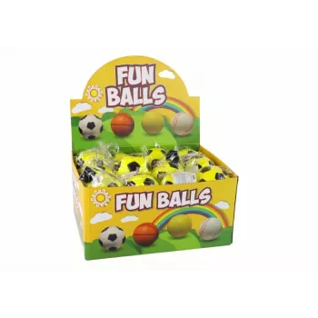 LEAN TOYS PU futbolo kamuolys su Jojo trintuku šokinėjimui, 6 cm, geltonas
