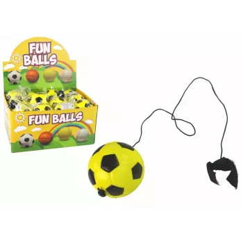 LEAN TOYS PU futbolo kamuolys su Jojo trintuku šokinėjimui, 6 cm, geltonas