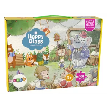 LEAN TOYS Puzzle School for Animals 100 dalių