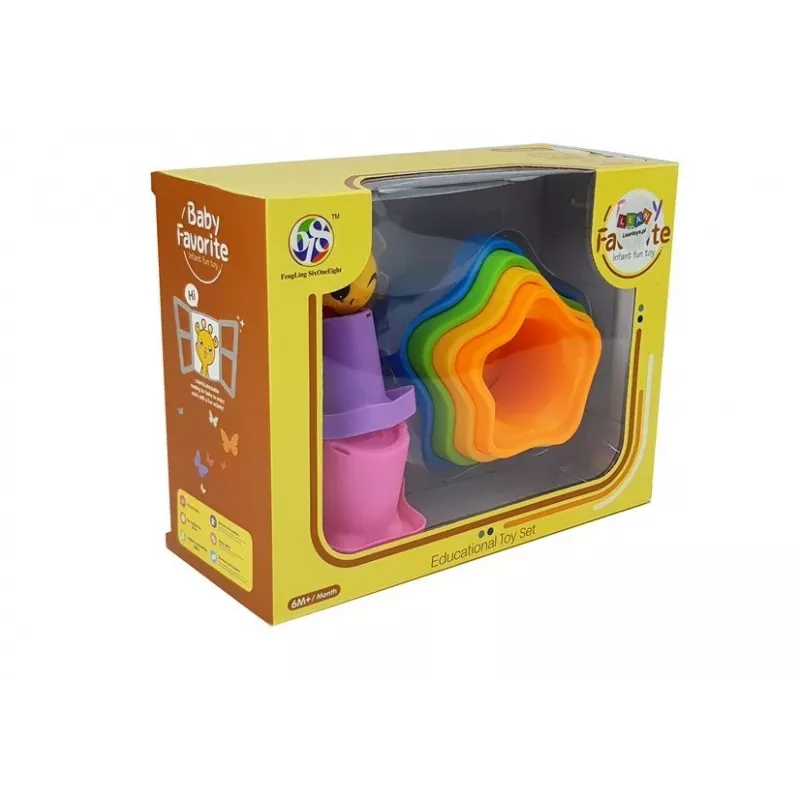 LEAN TOYS Piramidiniai puodeliai kūdikiams Asterisks