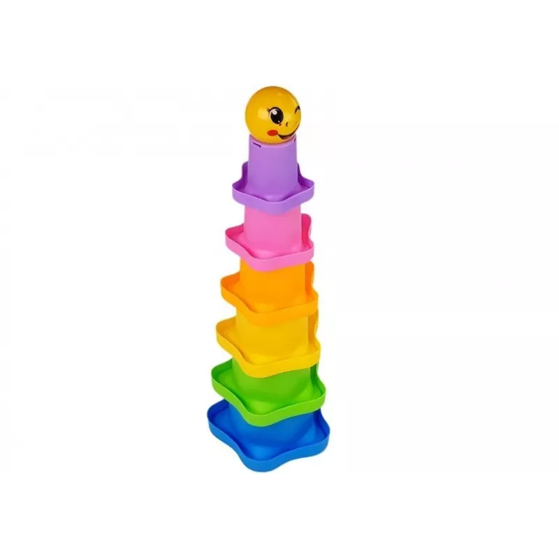 LEAN TOYS Piramidiniai puodeliai kūdikiams Asterisks