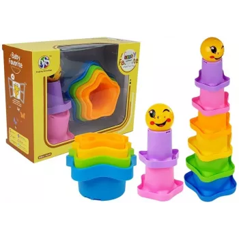 LEAN TOYS Piramidiniai puodeliai kūdikiams Asterisks