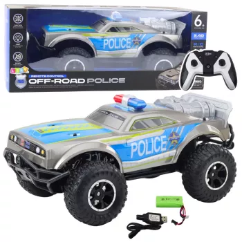 LEAN TOYS RC bekelės policijos automobilis 1:8 sidabrinis