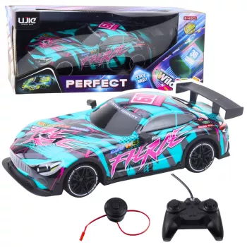 LEAN TOYS RC lenktyninis automobilis su apšviestu turkio spalvos kėbulu, 1:16 mastelis, 2.4 GHz nuotolinio valdymo pultas