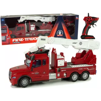 LEAN TOYS Valdomas gaisrinis automobilis 2.4G su šviesomis ir garsais Raudonas