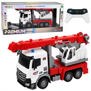 LEAN TOYS nuotolinio valdymo kranas sunkvežimis RC pasukamas besisukantis kranas 1:14