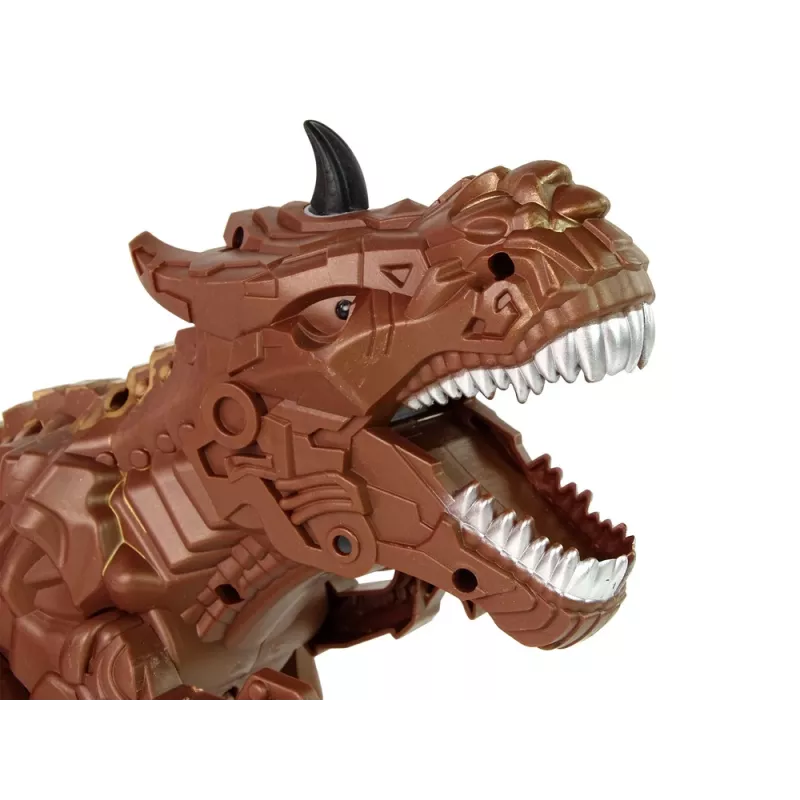LEAN TOYS nuotolinio valdymo dinozauras su garo projektoriumi, rudas