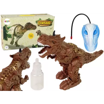 LEAN TOYS nuotolinio valdymo dinozauras su garo projektoriumi, rudas