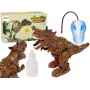 LEAN TOYS nuotolinio valdymo dinozauras su garo projektoriumi, rudas