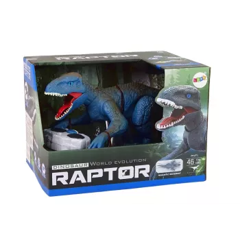 LEAN TOYS nuotoliniu valdymu dinozauras Velociraptor su garsu ir riaumojimu, mėlynas
