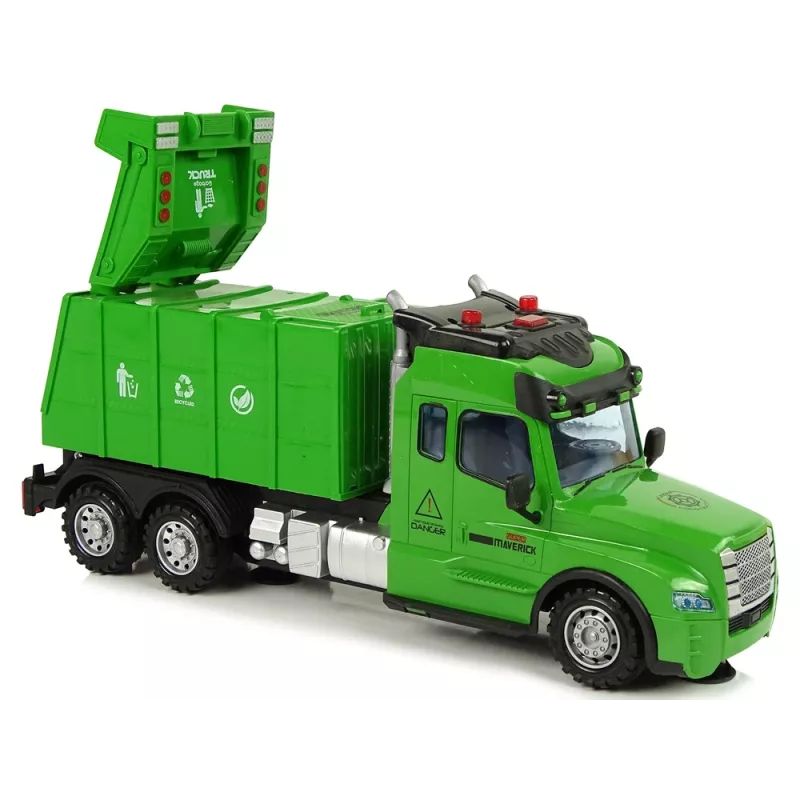 LEAN TOYS Pilot 2.4G šiukšliavežė su šviesomis ir garsais, žalia