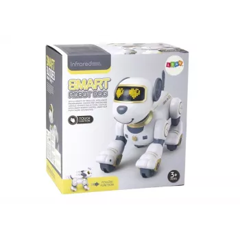 LEAN TOYS nuotoliniu valdymu valdomas interaktyvus robotas šuo – auksinis, šokantis, programuojamas, įkraunamas