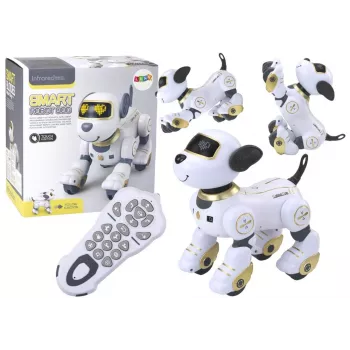 LEAN TOYS nuotoliniu valdymu valdomas interaktyvus robotas šuo – auksinis, šokantis, programuojamas, įkraunamas