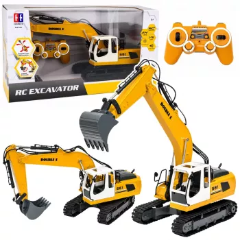 LEAN TOYS nuotolinio valdymo vikšrinis ekskavatorius su šviesomis ir garsais, geltonas, 1:16