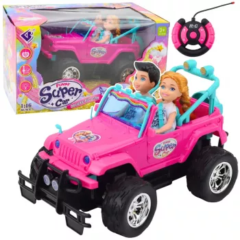 LEAN TOYS nuotolinio valdymo visureigis su lėlėmis rožinis 1:16