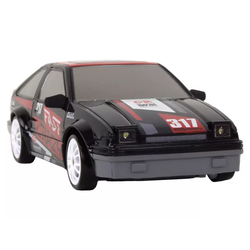 LEAN TOYS nuotoliniu valdymu sportinis automobilis R/C 1:24 juodas su keičiamais ratais