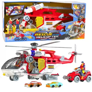 LEAN TOYS gelbėjimo sraigtasparnis su priedais, šviesomis ir garsais rinkinys