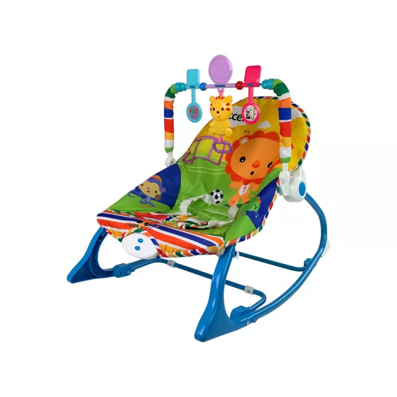 LEAN TOYS Rocking Chair 2in1 Blue Tiger Sounds Vibration
