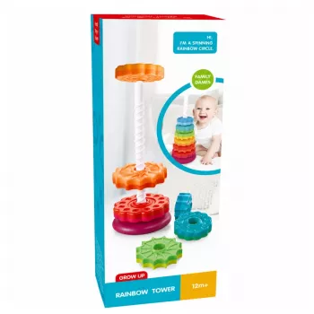 LEAN TOYS Rotating Pyramid Tower Sorter Rainbow Puzzle 36cm 6 Pieces