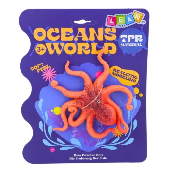 LEAN TOYS guminis aštuonkojis, tamprus, realistinis jūros gyvūnas, 12 cm