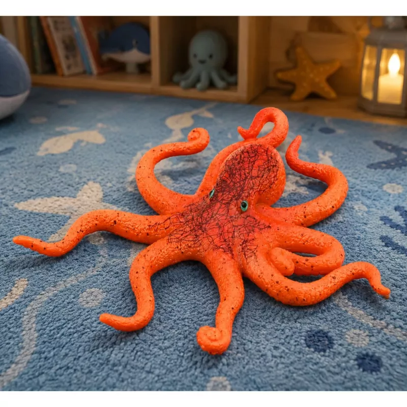 LEAN TOYS guminis aštuonkojis, tamprus, realistinis jūros gyvūnas, 12 cm