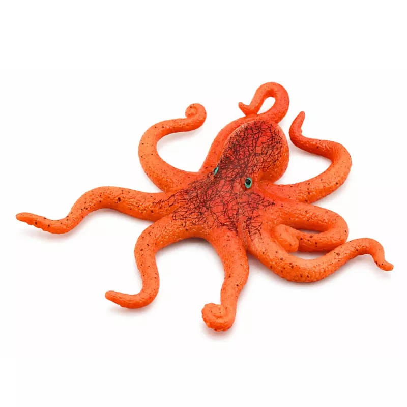 LEAN TOYS guminis aštuonkojis, tamprus, realistinis jūros gyvūnas, 12 cm
