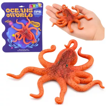 LEAN TOYS guminis aštuonkojis, tamprus, realistinis jūros gyvūnas, 12 cm