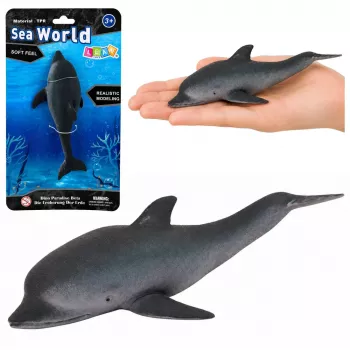LEAN TOYS Rubber Sea Dolphin Figurine Soft Realistic TPR Dark Gray 17,5 cm