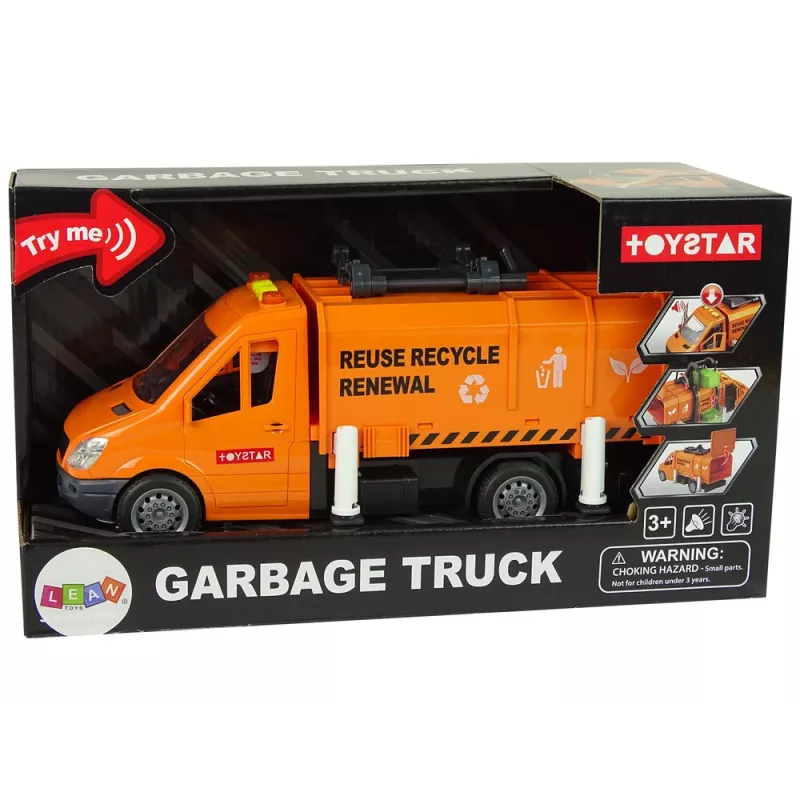 LEAN TOYS Šiukšliavežis su Trinties Pavara ir Garso Efektais Oranžinis