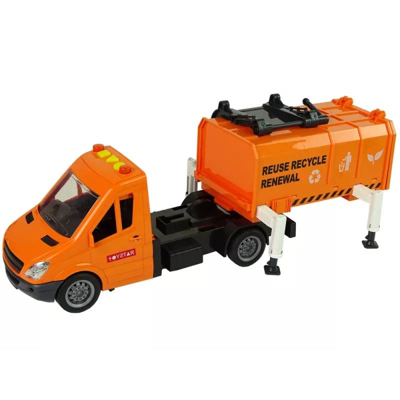 LEAN TOYS Šiukšliavežis su Trinties Pavara ir Garso Efektais Oranžinis