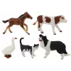LEAN TOYS Ūkio gyvūnų figūrėlių rinkinys 5 vnt. Arklys, Karvė, Katė, Žąsis, Šuo