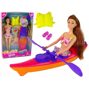 LEAN TOYS Lėlės aksesuarų rinkinys Baidarė Rožinė