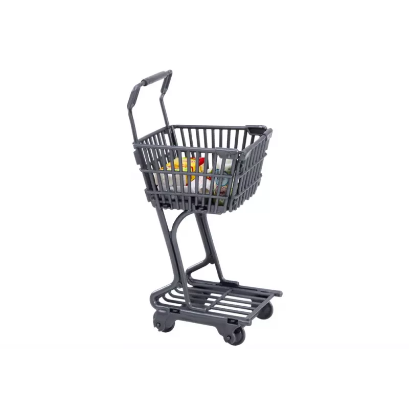 LEAN TOYS Set Doll In Supermarket Shelves Shopping Cart Food Products