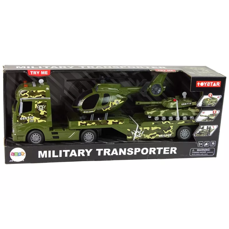 LEAN TOYS Set Military Tank Friction Drive Helicopter Truck
