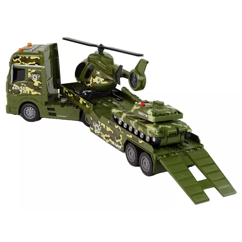 LEAN TOYS Set Military Tank Friction Drive Helicopter Truck