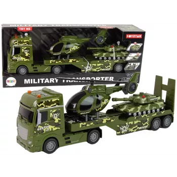 LEAN TOYS Set Military Tank Friction Drive Helicopter Truck