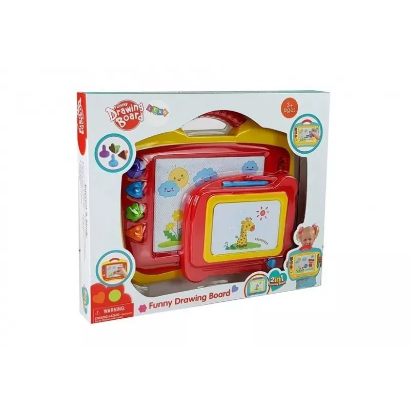 LEAN TOYS 2 vnt. magnetinių piešimo lentelių rinkinys su antspaudais – mėlyna ir geltona