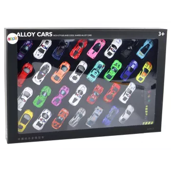 LEAN TOYS Set of Aluminum Spring Cars in a Box 30 Pieces Police Sports Cars
