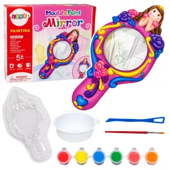 LEAN TOYS Kūrybinis plastikinių veidrodžių formų ir gipso dažų rinkinys